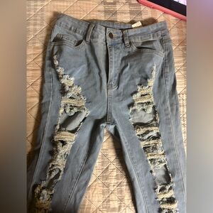 Distressed Blue Jeans